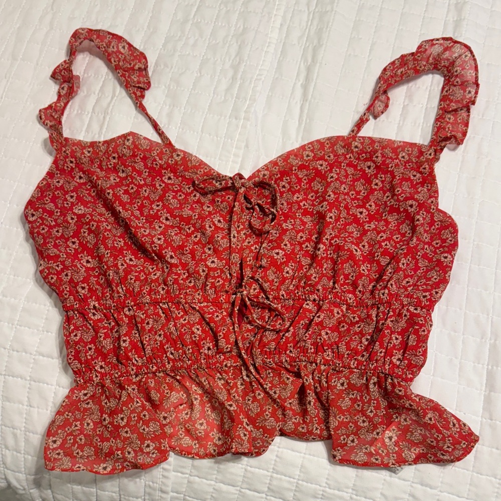 The Jetset Diaries Red Floral tank/camisole szM E9